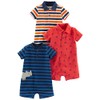 Simple Joys by Carter's Baby Boys' 3-Pack Rompers, Orange Blue