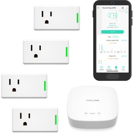 YoLink Smart Energy Plug 15A – 4-Pack, 1/4 Mile LoRa Range, High-Power Devices with Cycle Schedule, Real-Time Energy Monitoring, Overload Protection, Alerts, Alexa, Google, IFTTT, HA, Hub Included