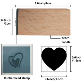 craspire Mini Wooden Stamp 3/5 Inch Heart Love Valentine's Day Pattern Small Wooden Stamp Vintage Reusable Print for DIY Craft Cards Scrapbooking Journaling Albums Card Making Planner