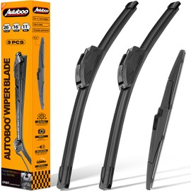 AUTOBOO 3-Pack Windshield Wiper Blades for Kia Sportage 2017-2022 Hyundai Santa Fe 2019-2023 Kia Sorento 2016-2020, Original Equipment Replacement 26"+16" Front and 11" Rear, Easy One-Click Install