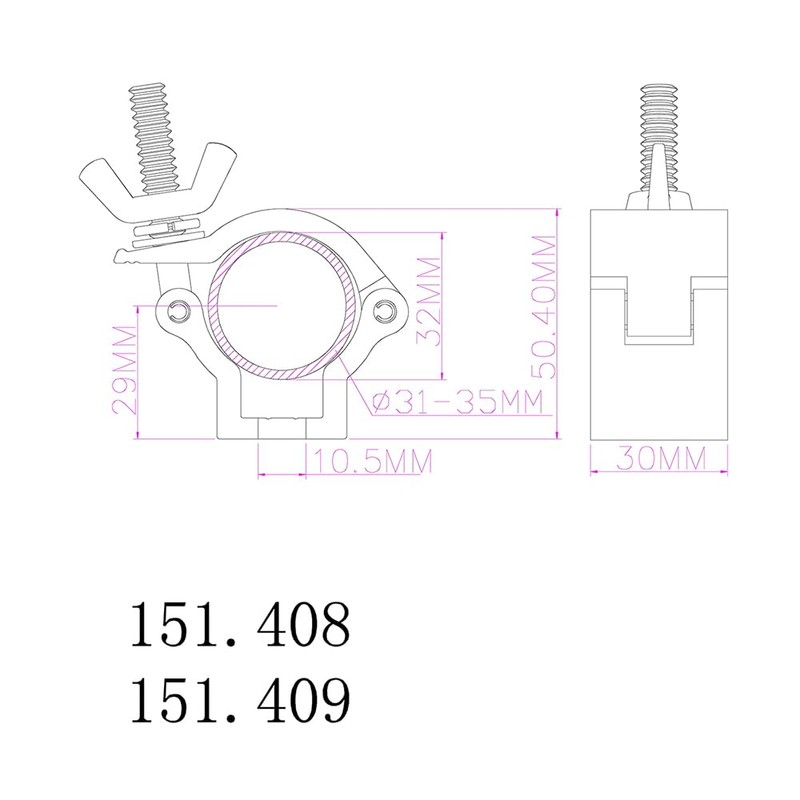 beamz 2 x Half Coupler O-Clamp Truss Goalpost DJ Stage