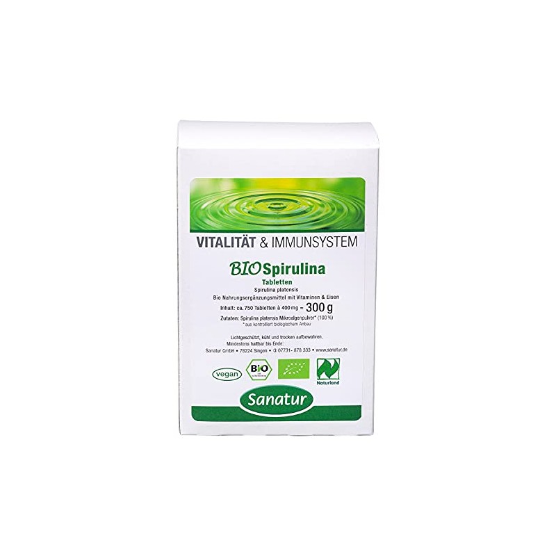 Sanatur bioSpirulina 750 Tablets Refill Pack Organic Organic 300 g