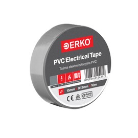 ERKO Isolierband Grau PVC 15mm x 10m Elektrische Leitungen Reparatur, Hochflexibel mit starker Klebekraft, Chemiebeständig, Polyvinyl Chlorid, Universal