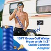 RV Exterior Shower Hose 15FT Coil Water Hose with 1/2"