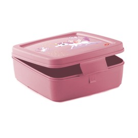 Snips Sandwich Box, Unicorn Decor, Children's Snack Box, Sandwich Box, Colour Pink - 14.5x 14.5x 5.5cm - Made in Italy - 0% BPA and phthalate free