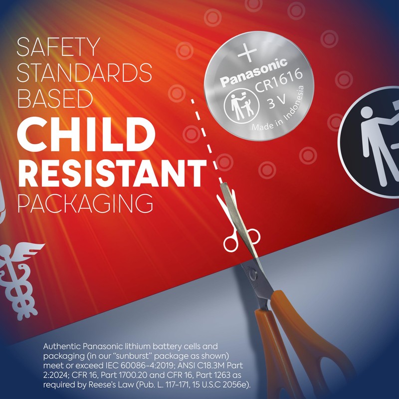 Panasonic CR1616 3.0 Volt Long Lasting Lithium Coin Cell Batteries