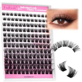 Fadlash Cluster Lashes Individual Lash 8-16mm Mixed Length Eyelashes 0.07mm D Curl Wispy Eyelashes Pre Glued Eyelash Beginner Friendly Soft Eyelashes Cluster