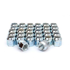 HICKS M14x2.0 Zinc Finish Open-end Acorn Bulge Lug Nuts Set 19mm (3/4") Hex, 21mm (0.84”) Height, Set of 32