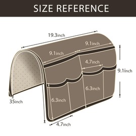 HAOMAIJIA Anti Slip Sofa Armrest Organizer Arm Chair Bedside Caddy Storage Organizer For Recliner Couch With 6 Pockets For Cell Phone Tv Remote Control Magazines (grey blue)