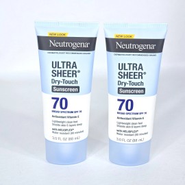 Neutrogena 2x Ultra Sheer Dry-Touch SPF 70 Sunscreen 3 oz ea New Exp 08/27+