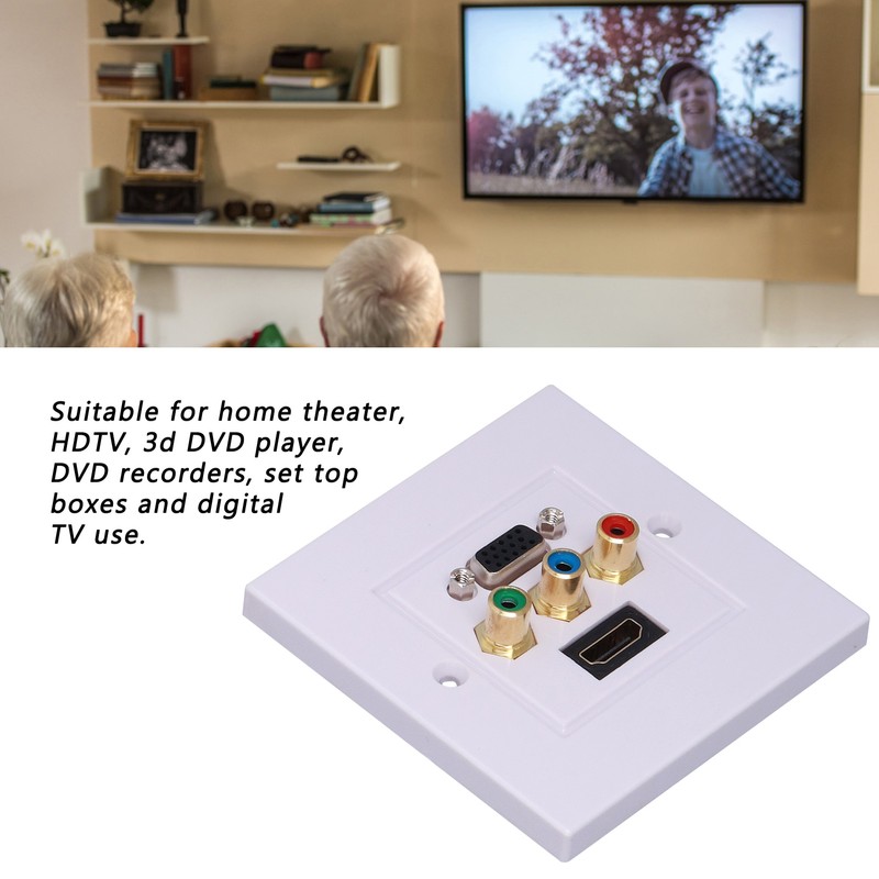 VGA+High Definition Multimedia Interface 3RCA Wall Plate Panel Socket for