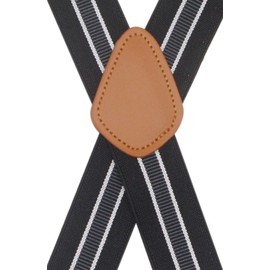 Timiot Mens Suspender 4 Swivel Strong Hooks Adjustable Braces Elastic Comfortable X Style Heavy Duty Strap (Black White Grey Stripe)