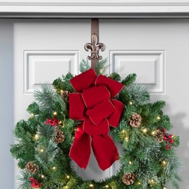 Haute Decor Adapt Adjustable Length Wreath Hanger with Removable Icon (2-Pack - Oil-Rubbed Bronze - Fleur de lis)