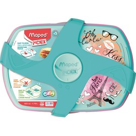 Maped Picnik Concept Children's Lunch Lunch Box with 3 Compartments, including 1 Waterproof and Removable Compartment Without BPA or Phthalates - Paris Fashion - 1.78L