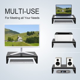 TEAMIX 14.2 inch Monitor Stand Riser, Wood Monitor Riser with Storage for Desk Small Monitor Stand TV/Screen/PC/Laptop Riser Computer Stand Desktop Shelf (Black-14.2 inch)