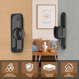 Flip Sliding Barn Door Lock, 90/180 Degree Sliding Door Lock Latch and latches for Barn Door, Pet Door, Bathroom, Outdoor, Garage, Window, Sliding Door (1, Black)