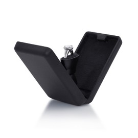 Pop the Question Ring Box - Flat & Slim Engagement Ring Box for Proposal or Special Occasion (Black)