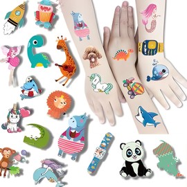 Linn'sCollection 300 pcs Cartoon Temporary Tattoos for kids,Henna Tattoo Sticker,Fake Tattoo Stickers,Waterproof Glow Luminous Glitter,Summer Party Supplies,Stickers for kids