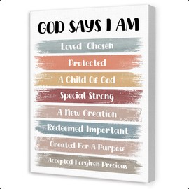 OTINGQD Christian Wall Art for Kids,Positive Affirmations Wall Decor for Kids Room Nursery Classroom,God Says I Am Loved Canvas Wall Decor