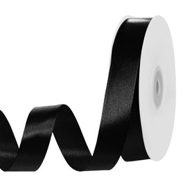 50 m Satin Ribbon Black, 20 mm Gift Ribbon Black Ribbon Decorative Ribbon Fabric Ribbon for Gift Wrapping Crafts Decoration Wedding Birthday Christening Christmas