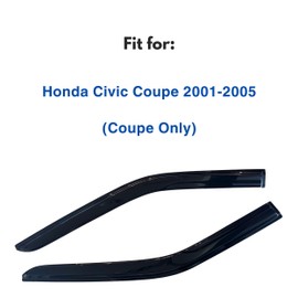 IG Window Visor for Honda Civic Coupe 2001-2005, Rain Guard Tape-On Extra Durable Sun Wind Side Vent Window Deflector Mugen Style, 2001 2002 2003 2004 2005 (Coupe Only)