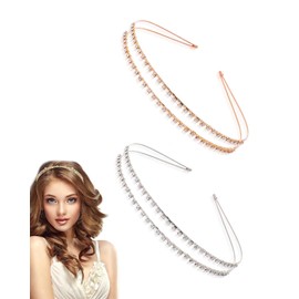 TPZORJX 2-teiliges Stern-Haarband, Metall-Stern-Haarband, Strass-Legierung-Haarband, dekoratives Kristall-Haarband, goldene Konfetti-Haaraccessoires, Party, Mädchen, Brautjungfer, gold + silber