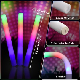 72 Pcs Light up Glasses and Foam Glow Sticks, Glow in the Dark Sunglasses Foam Sticks Shutter Shades Glasses Led Foam Sticks Flashing Light up Supplies for Birthday Carnival Wedding Concert Festival