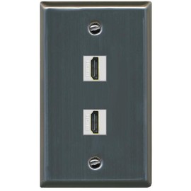 RiteAV HDMI Wall Plate 2 Port - Flat [Stainless Steel]
