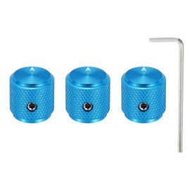 sourcing map 3 Pcs Aluminium Potentiometer Knobs, 1/4" (6mm) Universal Volume Tone Control Knobs with Arrow Indicator for Guitar, 1/2" Blue