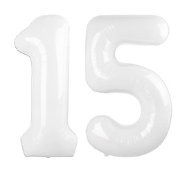 40 Inch White Number 15 Digital Balloon,Jumbo Mylar Foil Helium Balloon for 15 Balloons for Birthday Party,Wedding Anniversary Party Decorations