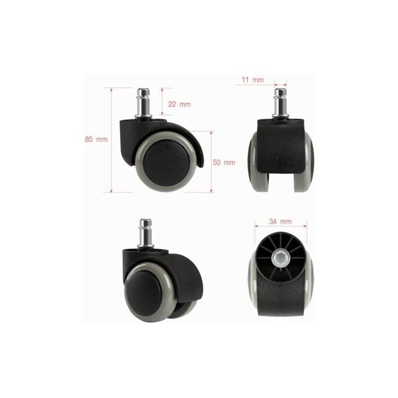 Lihao 5 Ruedas para Silla de Oficina Universales Resistentes a
