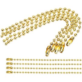 100 Pcs Gold Ball Bead Chain 4 inch Metal Clasp Keychain Rings with Connector 2.4 mm Diameter Hanging for DIY Crafts Decoration Tag