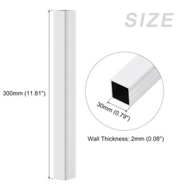 METALLIXITY Square Aluminum Tube (30mm x 30mm x 2mm x 300mm), 6063 Aluminum Tubing - for Home Furnishing, Machinery