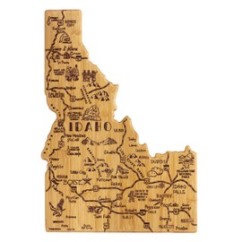 Totally Bamboo Destination Idaho State Shaped Serving and Cutting Board, Includes Hang Tie for Wall Display