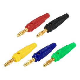 MECCANIXITY 5 Pcs 4mm Banana Plugs, 20A 9.5mm OD 53.8mm Length Speaker Wire Cable Plug Connectors, Banana Jack Connector for Speaker Wire Audio Cable, 5 Colors