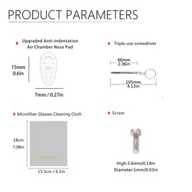 10 Pairs Upgraded Anti-Indentation Air Chamber Eyeglasses Nose Pads Screw-in 1 Piece of Glasses Cleaning Cloth, Screw, Screwdriver Glasses Accessories Replacement Kit
