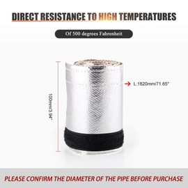 RYANSTAR Metallic Heat Shield Thermal Sleeve Insulated Wire Hose Cover L:1820MM W:100MM