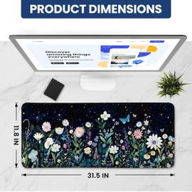Large Mouse Pad for Desktop, Cute Desk Mat Pad Protector for Work & Gaming, Aesthetic Pretty Anti-Slip Laptop Blotter Cover for Office School Home Supplies, Celestial, 31.5" x 11.8"