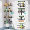 HAMITOR Shower Caddy Tension Pole: 4-Tier Rustproof Bathroom Corner Shelf