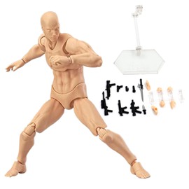 Action Figure Gestures Poseable Figure Lightweight Drawing Mannequin with Stand Support ＆ Accessories Drawing Model for Artists Sketching, Painting Male Mannequin
