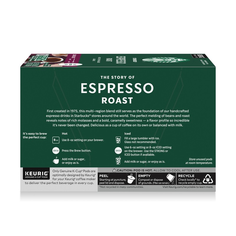 Starbucks K-Cup Coffee Pods, Dark Roast Hot or Iced Coffee,