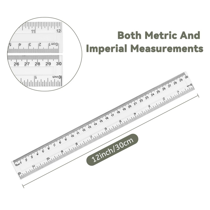 ZUFECY 4 Pack 12-inch Flexible Rulers, 30cm Bendable Translucent Plastic