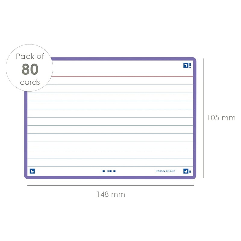 Flash Cards, Ruled with Violet Frame, A6, Pack of 80