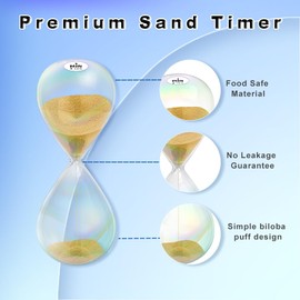 10 Minute Sand Timer Hourglass,10M Sand Clock with 5 Colored Glass,Large Gold Sand Watch 10 Min Hour Glass Sandglass for Home,Desk,Office Decorative,Adults,Women (5.9inch)