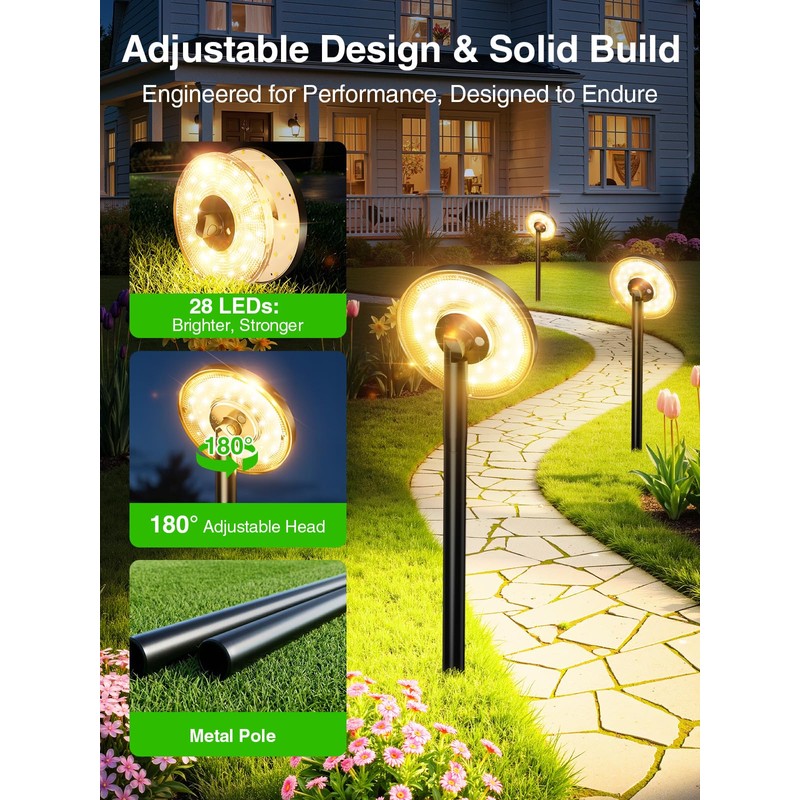 KOOPER 3X Larger & Taller Solar Pathway Lights Outdoor, 6