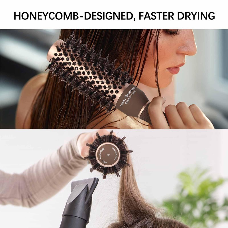 FIXBODY Hair Brush, Round Brush for Blow Drying, Curling, Styling,