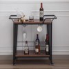 FERFALDER Rolling Bar Cart with Cabinet and Wheels for The
