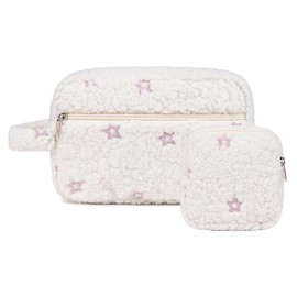 LEDAOU 2Pcs Travel Makeup Bag Cosmetic Bag Small Makeup Pouch with Zipper Cute Travel Toiletry Essentials for Women Teen Girls Christmas Gifts