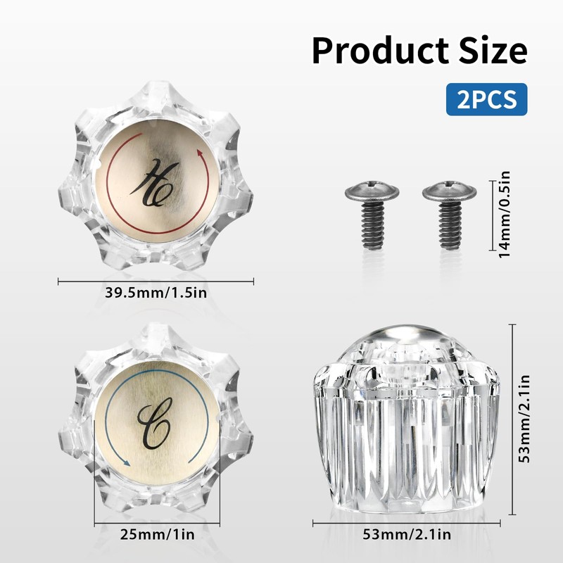 Bathroom Faucet Knobs Replacement, Bathtub Faucet Handles 1 Pair Hot