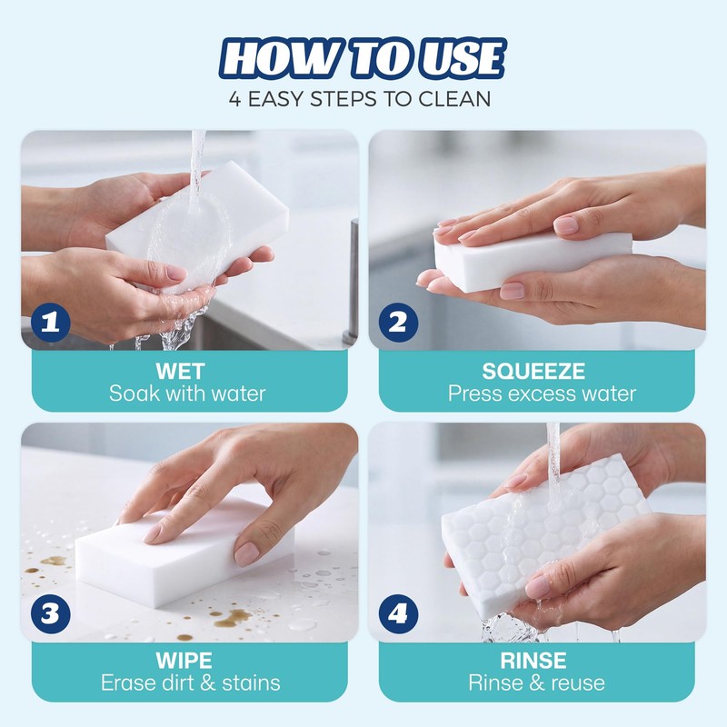 Magic Sponge Eraser 30Pack, 2X Density Melamine Foam Pads Bulk